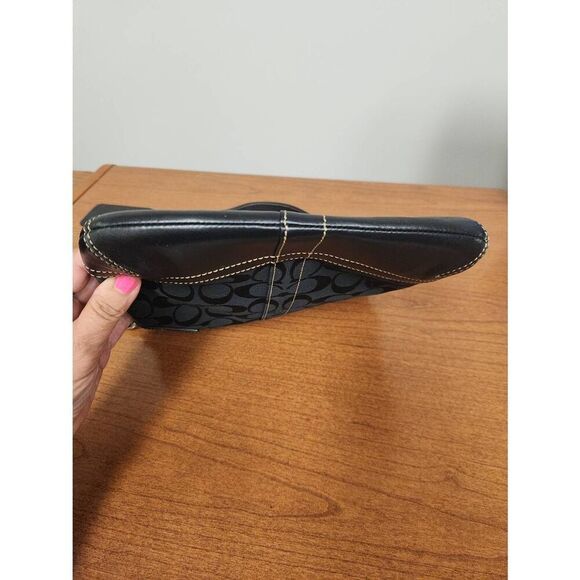 Coach Classic Signature Monogram Purse Handbag FO5M-3577 Black Jacquard canvas a - Picture 6 of 14